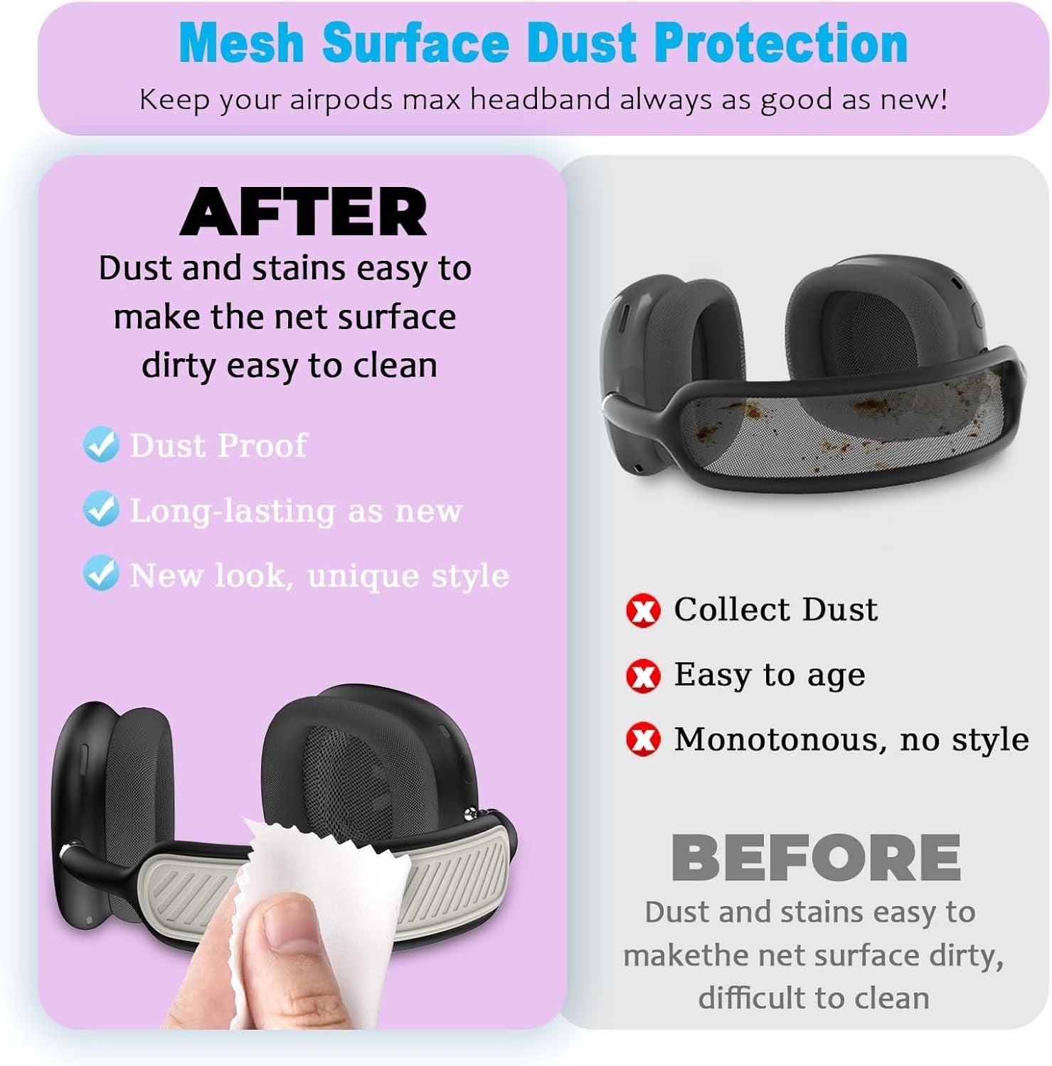 Headband Cover for Airpods Max (New 2024), Soft Silicone Airpods Max Headphone Headband Protectors/Comfort Cushion/Top Pad Protector Accessories Compatible with Apple Airpods Max (Off-White)