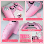 Pink Cat Glitter Anti-Slip Protective Silicone Cover Skin Grips Compatible with Ps5/Slim/Pro Controller,8 PCS Glitter Thumb Grips Caps and 2 Paw Grips Caps. (Cat Pink)