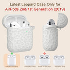 Compatible with Apple Airpods 1St/2Nd Generation Charging Case, Stylish Soft Silicone Leopard Print Engraved Protector with Keychain Compatible with Airpods Case, Starlight