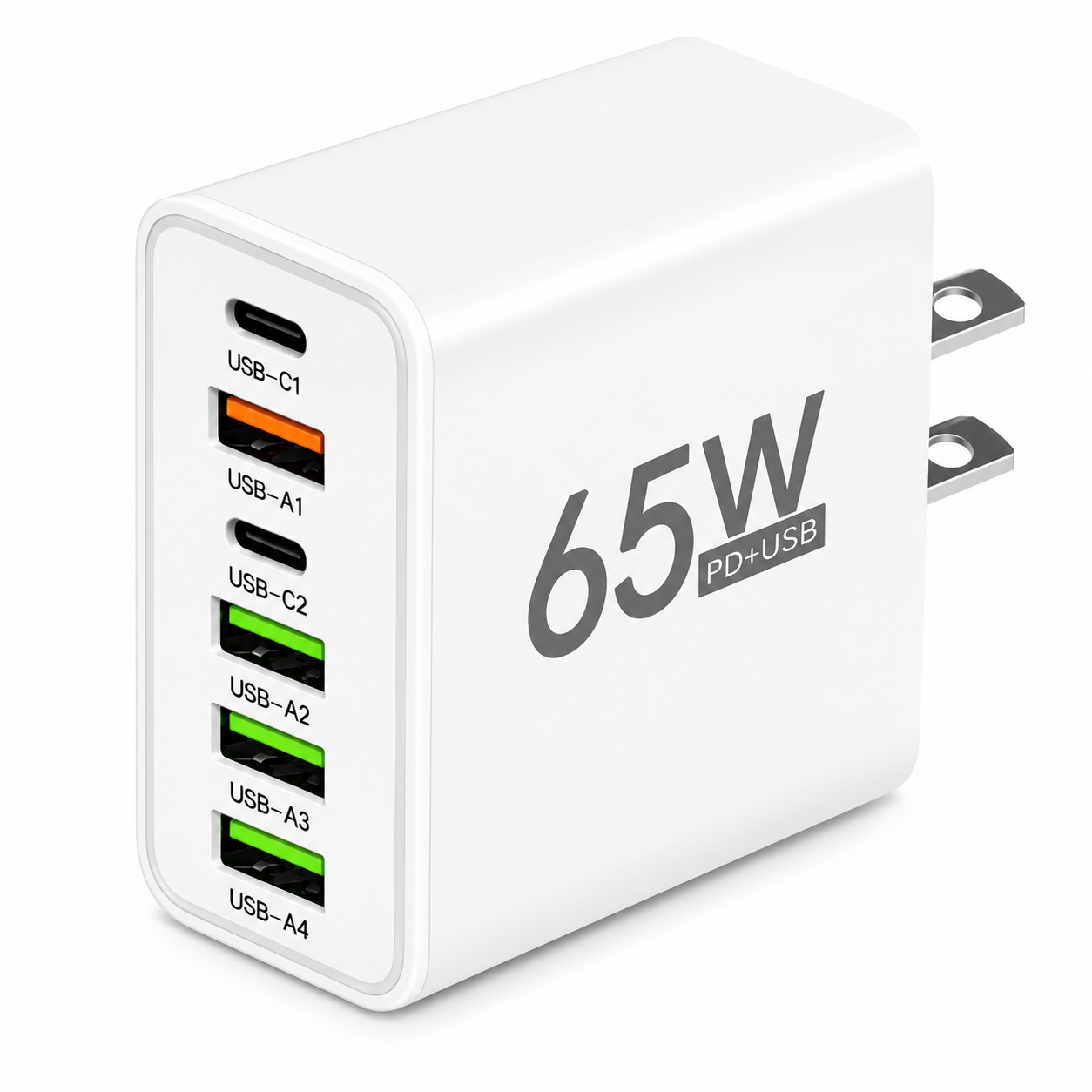 65W 6-Port USB-C Fast Charger with Power Delivery