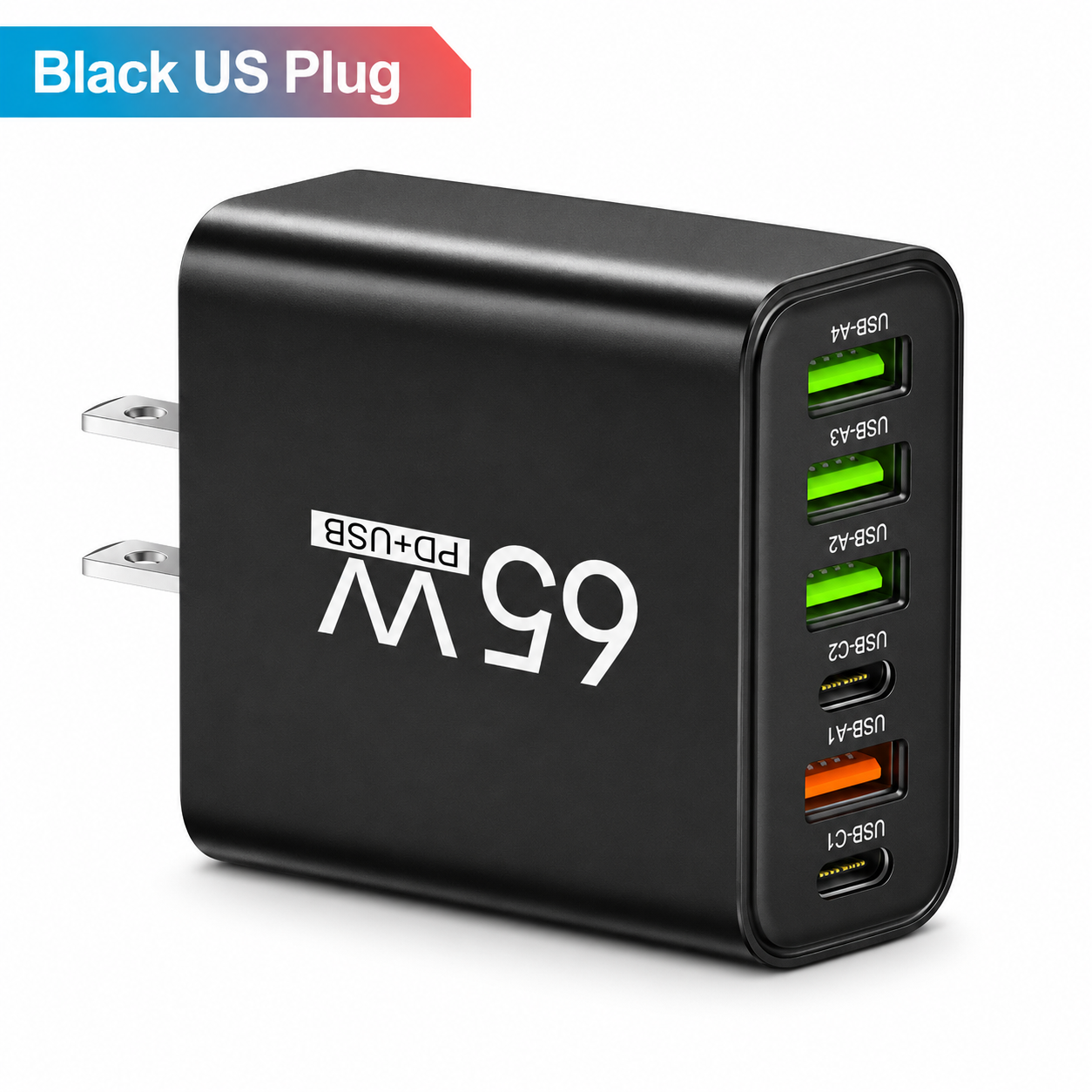 65W 6-Port USB-C Fast Charger with Power Delivery