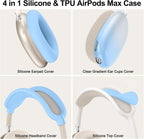 Silicone Case Cover for Airpods Max 2, Clear Gradient Soft TPU Ear Cups Cover/Ear Pad Case Cover/Headband Cover for Airpods Max 2/1 (2026/2024/2020), Transparent Accessories for Apple Airpod Max, Blue