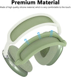 Clear Cover for Airpods Max Headphones Case, 4 in 1 Kit Soft Silicone Skin Ear Cups/Ear Pad Case/Headband for Airpods Max, TPU Transparent Cover Protector for Airpod Max Headsets (Clear-Green)