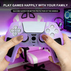 Purple Glitter anti Slip Soft Thicked Studded Silicone Cover Skins Compatible with PS5 Controller,Include 8 PCS Purple Glitter Thumb Grips Glow and 2 Cat Paw Grips Accessories.