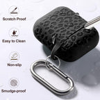 Compatible with Airpod Case and Airpods 2Nd Generation Case Leopard Print Engraved Skin Cover Compatible with Apple Airpods 2Nd/1St Charging Case with Keychain, Black