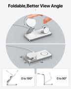 for Magsafe Charger,3 in 1 Wireless Charger,Foldable Wireless Charging Station for Iphone Air/17/16/15/14/13/12,Travel Magnetic Charger for Airpods Pro 3/2 and Apple Watch (White)
