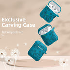 Compatible with Apple Airpods 1St/2Nd Generation Charging Case, Stylish Soft Silicone Flower Print Engraved Protector with Keychain Compatible with Airpods Case, Blue