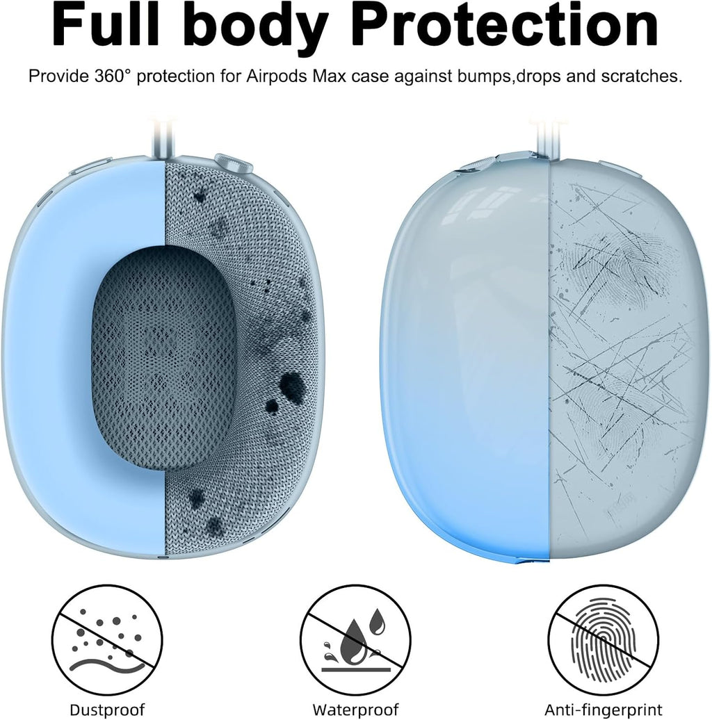 Silicone Case Cover for Airpods Max 2, Clear Gradient Soft TPU Ear Cups Cover/Ear Pad Case Cover/Headband Cover for Airpods Max 2/1 (2026/2024/2020), Transparent Accessories for Apple Airpod Max, Blue