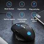 W1 Wired Mouse Esports Gaming Mouse Silent Office Mouse Three Keys and Six Keys Are Optional