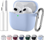 Compatible with Airpods 4 Case Cover for Women and Men, Soft Silicone Protective Covers for Airpods 4Th Generation 2024 Cases with Cleaner Kit and Keychain Front LED Visible Lilac
