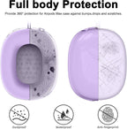 [4 in 1] Silicone Case Cover for Airpods Max,Clear Soft TPU Ear Cups Cover/Ear Pad Case/Headband Covers for Airpods Max(2024/2020),Transparent Accessories for Apple Airpod Max (Usb-C),Pastel Lilac