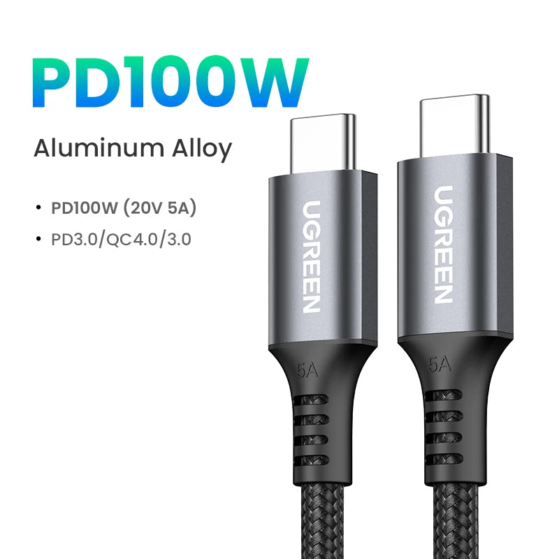 100W USB Type C to USB C Cable for Macbook Iphone17 16 Ipad Samsung Xiaomi PD Fast Charging Charger Cord 5A E-Marker Chip