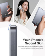Magnetic Portable Charger, 5000Mah Ultra-Slim Power Bank Wireless Charging Battery Pack with LED Power Display, Comfortable Grip Powerbank Compatible with Iphone 16/15/14/13/12 Series, Gray