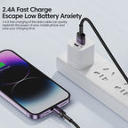 USB Cable for Iphone 14 13 12 Pro Max X XS XR 8 7 plus Ipad Fast Charging Charger Aluminum Ip Cable for Iphone Data Cord