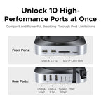 USB HUB Docking Station for Mac Mini M4 M4 Pro M.2 Nvme SSD 8TB Max 10Gbps USB-A&C Ports SD&TF 170Mb/S USB Splitter Dock