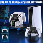 PS5 Controller Charging Station, Dual Charging Stand for Charging PS5 Elite Controllers, Charging Station for Charging 2 PS5 Handles, with USB Port/Memory for PS5 Charging Station Accessories