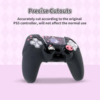 Silicone PS5 Controller Cover Skin Set,Anti-Slip Soft Protective Case for Ps5 Wireless Controller with 2 Thumb Grip Caps and 1 Sticker (Kml-Black)