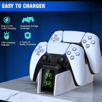 PS5 Controller Charging Station, Dual Charging Stand for Charging PS5 Elite Controllers, Charging Station for Charging 2 PS5 Handles, with USB Port/Memory for PS5 Charging Station Accessories