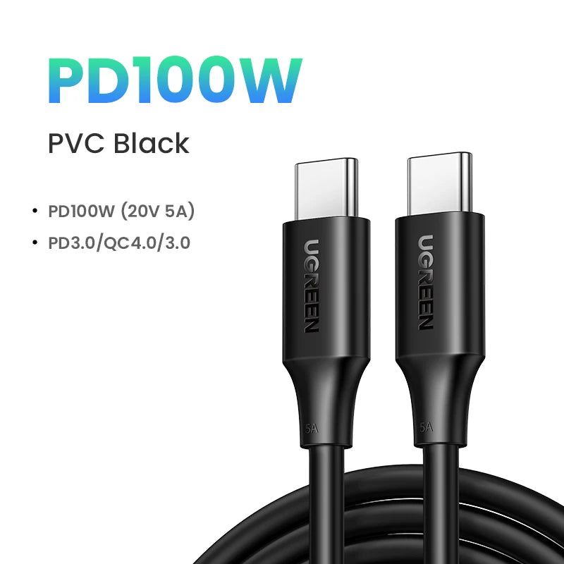 100W USB Type C to USB C Cable for Macbook Iphone17 16 Ipad Samsung Xiaomi PD Fast Charging Charger Cord 5A E-Marker Chip
