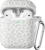 Compatible with Apple Airpods 1St/2Nd Generation Charging Case, Stylish Soft Silicone Leopard Print Engraved Protector with Keychain Compatible with Airpods Case, Starlight