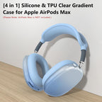 Silicone Case Cover for Airpods Max 2, Clear Gradient Soft TPU Ear Cups Cover/Ear Pad Case Cover/Headband Cover for Airpods Max 2/1 (2026/2024/2020), Transparent Accessories for Apple Airpod Max, Blue