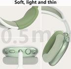 Clear Cover for Airpods Max Headphones Case, 4 in 1 Kit Soft Silicone Skin Ear Cups/Ear Pad Case/Headband for Airpods Max, TPU Transparent Cover Protector for Airpod Max Headsets (Clear-Green)