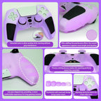 Purple Glitter anti Slip Soft Thicked Studded Silicone Cover Skins Compatible with PS5 Controller,Include 8 PCS Purple Glitter Thumb Grips Glow and 2 Cat Paw Grips Accessories.