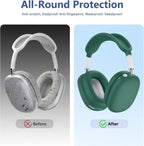 Silicone Case Cover for Airpods Max Headphones, 4 in 1 Accessories Kit: Anti-Scratch Ear Cups/Ear Pad Case/Up down Headband Cover for Airpod Max, Soft Skin Protector for Airpods Max Cover (Green)