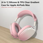 Silicone Case Cover for Airpods Max 2, Clear Gradient Soft TPU Ear Cups Cover/Ear Pad Case Cover/Headband Cover for Airpods Max 2/1 (2026/2024/2020), Transparent Accessories for Apple Airpod Max, Pink