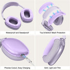 [4 in 1] Silicone Case Cover for Airpods Max,Clear Soft TPU Ear Cups Cover/Ear Pad Case/Headband Covers for Airpods Max(2024/2020),Transparent Accessories for Apple Airpod Max (Usb-C),Pastel Lilac